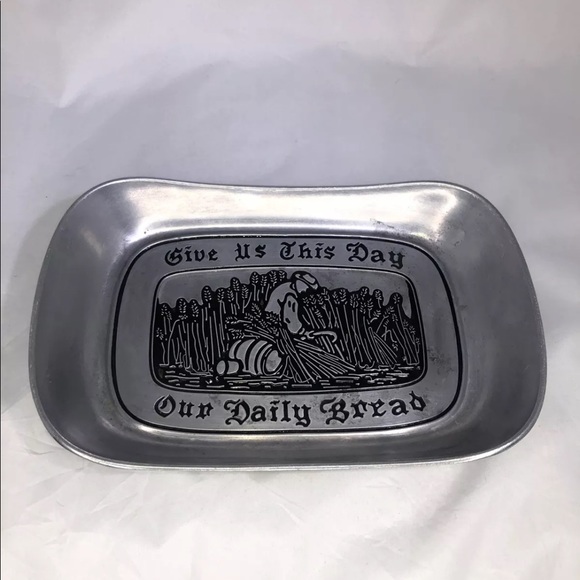 3/$15 Wilton Pewter platter our daily bread tray vintage - Picture 1 of 8